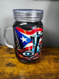 20oz Black Cat eye Mug with Puerto Rico inspired wrap