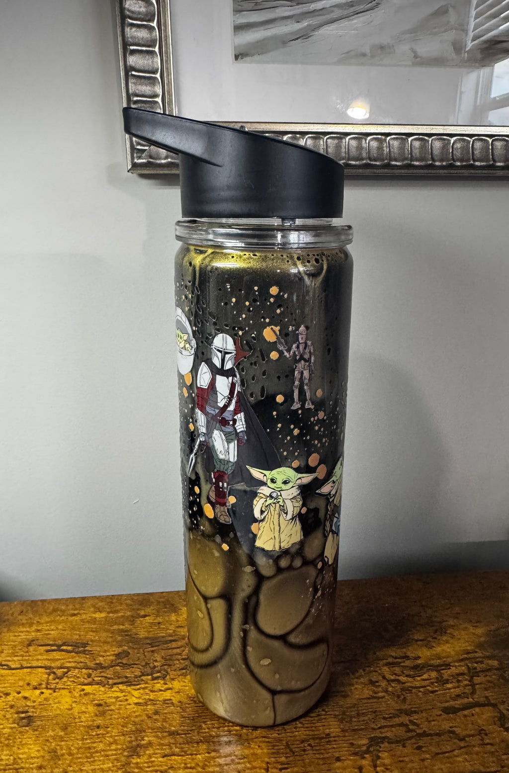 Mandalorian lava water bottle