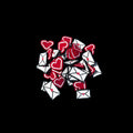 Love letters and hearts