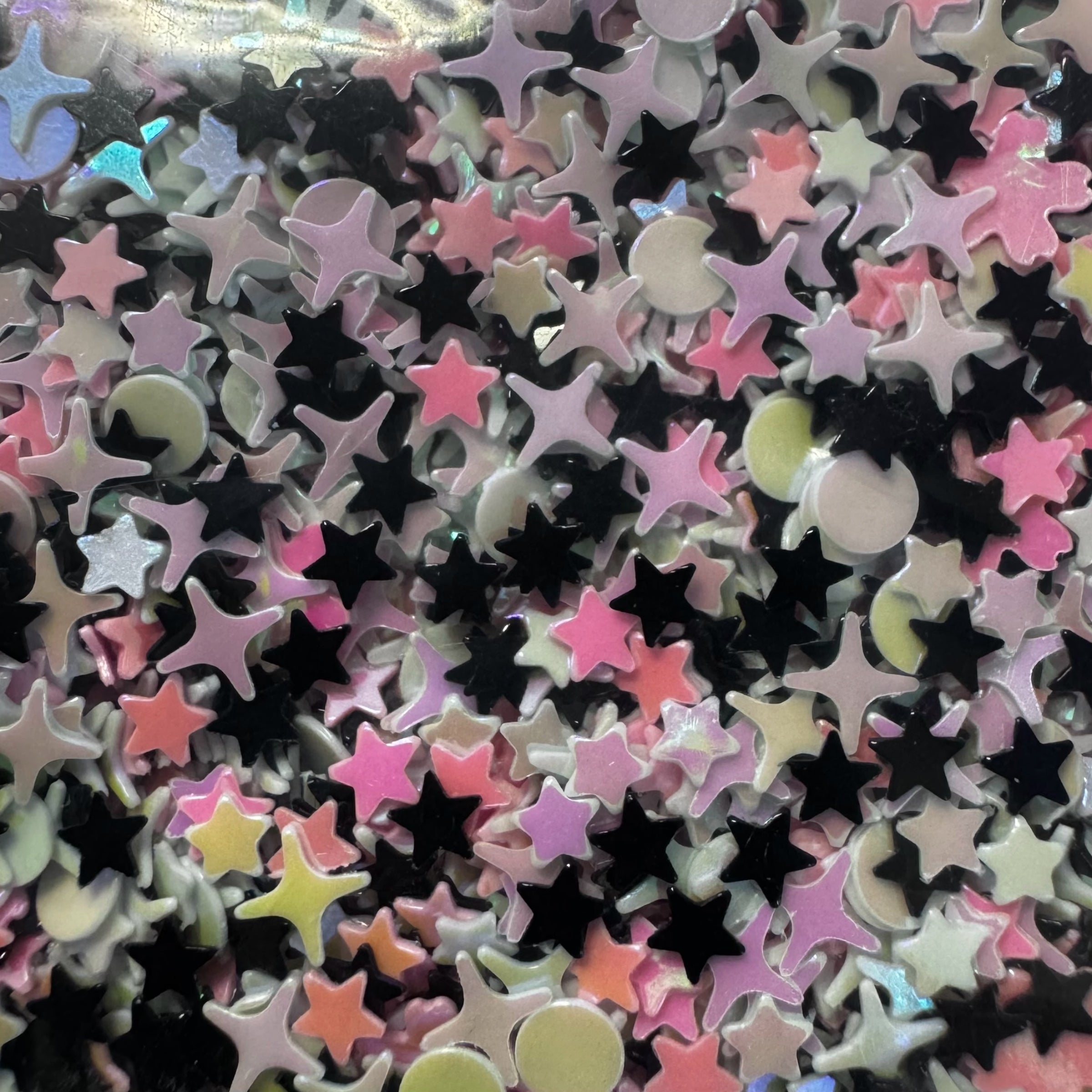 Pink, black and white star mix